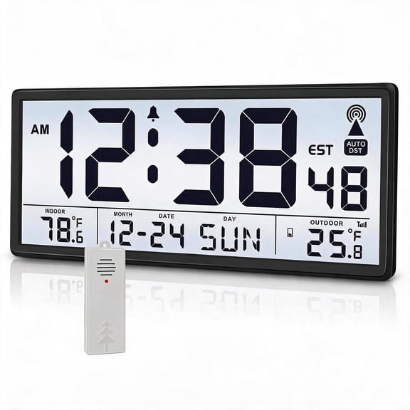 Atomic Wall Clock with Auto Backlight and Temperature Display