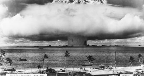Atomic bomb explosion Bikini Atoll Marshall Islands Canvas Art - (18 x 24)