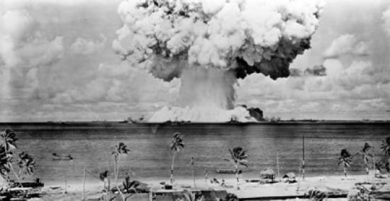 Atomic bomb explosion Bikini Atoll Marshall Islands Canvas Art - (18 x 24)
