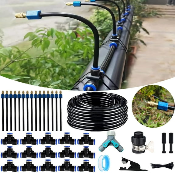 Atomizing kit,82FT 360 Degree Adjustable Copper Sprayer atomizing System,9/12mm(ID/OD) trubing Watering Plant Devices Nozzle Emitters Sprinkler Pneumatic Fittings Connection. (15)