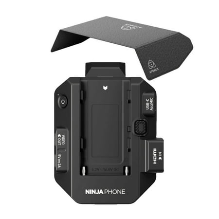 Atomos Ninja Phone with 10-Bit Video Co-Processor for Video Professionals and Content Creators Bundle with Atomos Ninja Phone Sunhood with Laminated Glass Fiber Sun Visor (Black) (2 Items)