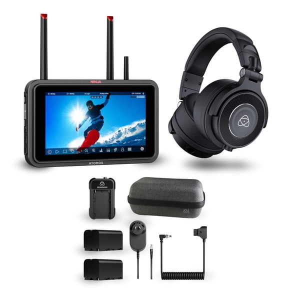 Atomos Ninja TX 5-inch 1500nit Monitor Recorder Bundle with Wired Headphones and Power Kit