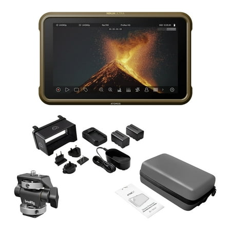Atomos Ninja Ultra 5.2" Touchscreen 4K HDMI Recording Monitor with Atomos 5 inch Accessory Kit for Monitors and SmallRig Swivel and Tilt Adjustable Cold Shoe Mount (Essential Bundle Set)