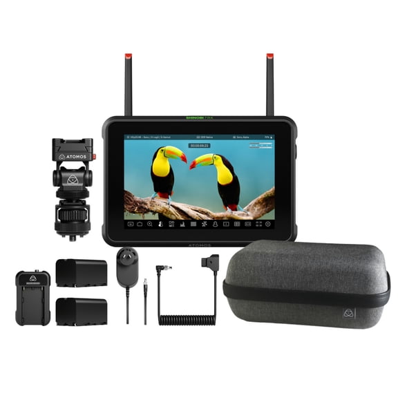 Atomos Shinobi 7 RX 7-inch HDR Monitor Bundle with Universal Power Kit and Cold Shoe Mount (3 Items)