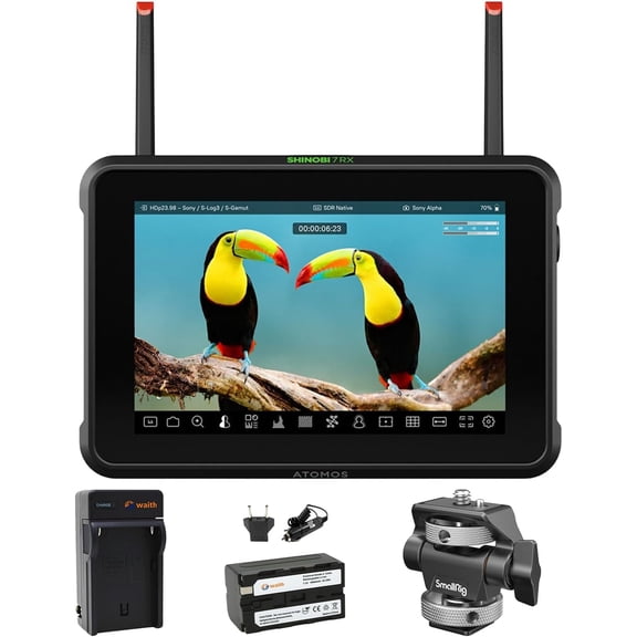 Atomos Shinobi 7 RX Camera Monitor with Battery Charger Monitor, Shoe Mount Kit