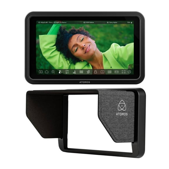 Atomos Shinobi II HDMI 4K Monitor with HDR Touchscreen and Lightweight Design (Black) Bundle with Atomos Sunhood for Shinobi II Monitor with ABS Plastic Construction (5-Inch) (2 Items)