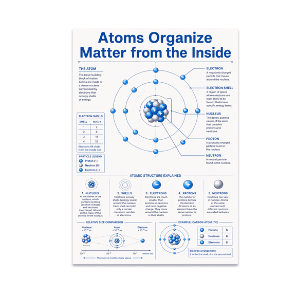 Atoms Organize Matter from the Inside - Science Enthusiast - 13x19 Poster Print