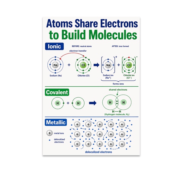 Atoms Share Electrons to Build Molecules - Science Enthusiast - 13x19 Poster Print