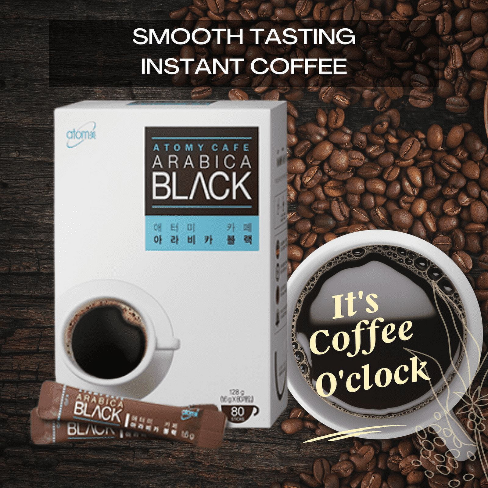 Atomy Cafe Arabica Black Instant 100% Coffee - 80 Sticks Mix