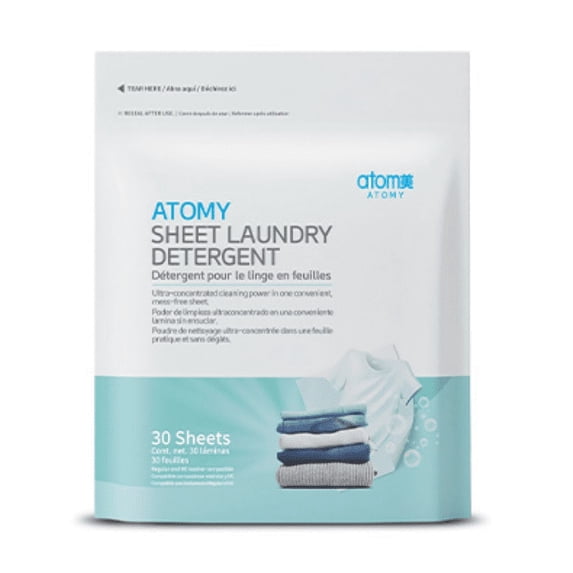 Atomy Sheet Laundry Detergent Powerful Cleansing Highly Concentrated 30 Sheets