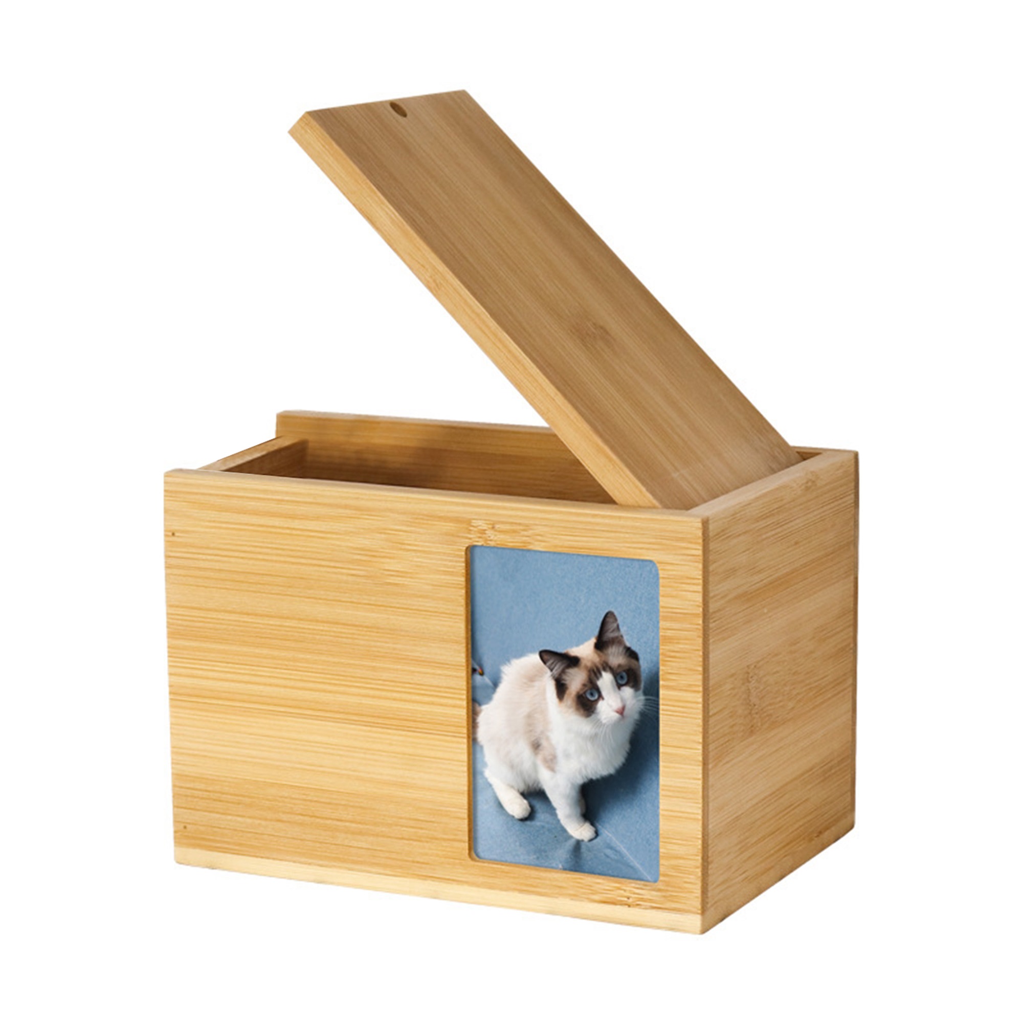 Aton D. Pet Cremation Box Wooden Memorial Urns with Photo Frame for