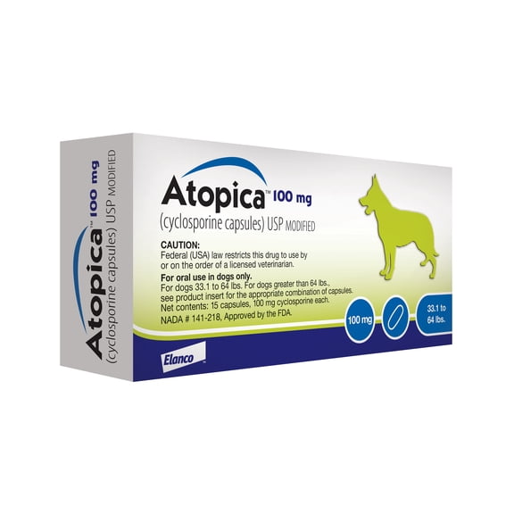 Atopica Dog Atopica | Dermatitis Treatment | Itch Relief for Dogs | Oral Capsules | 100 mg
