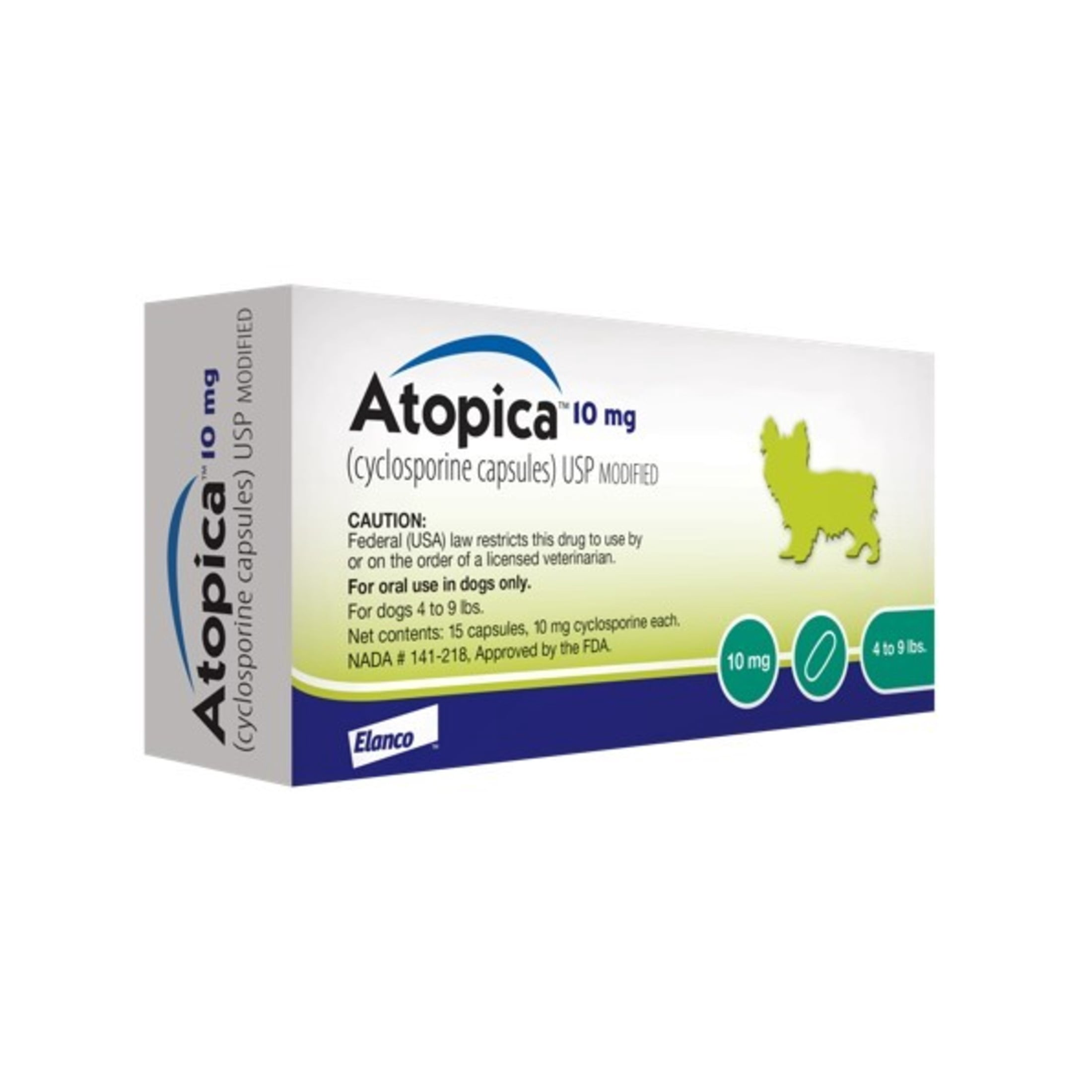Atopica Dog Atopica | Dermatitis Treatment | Itch Relief for Dogs | Oral Capsules | 10 mg