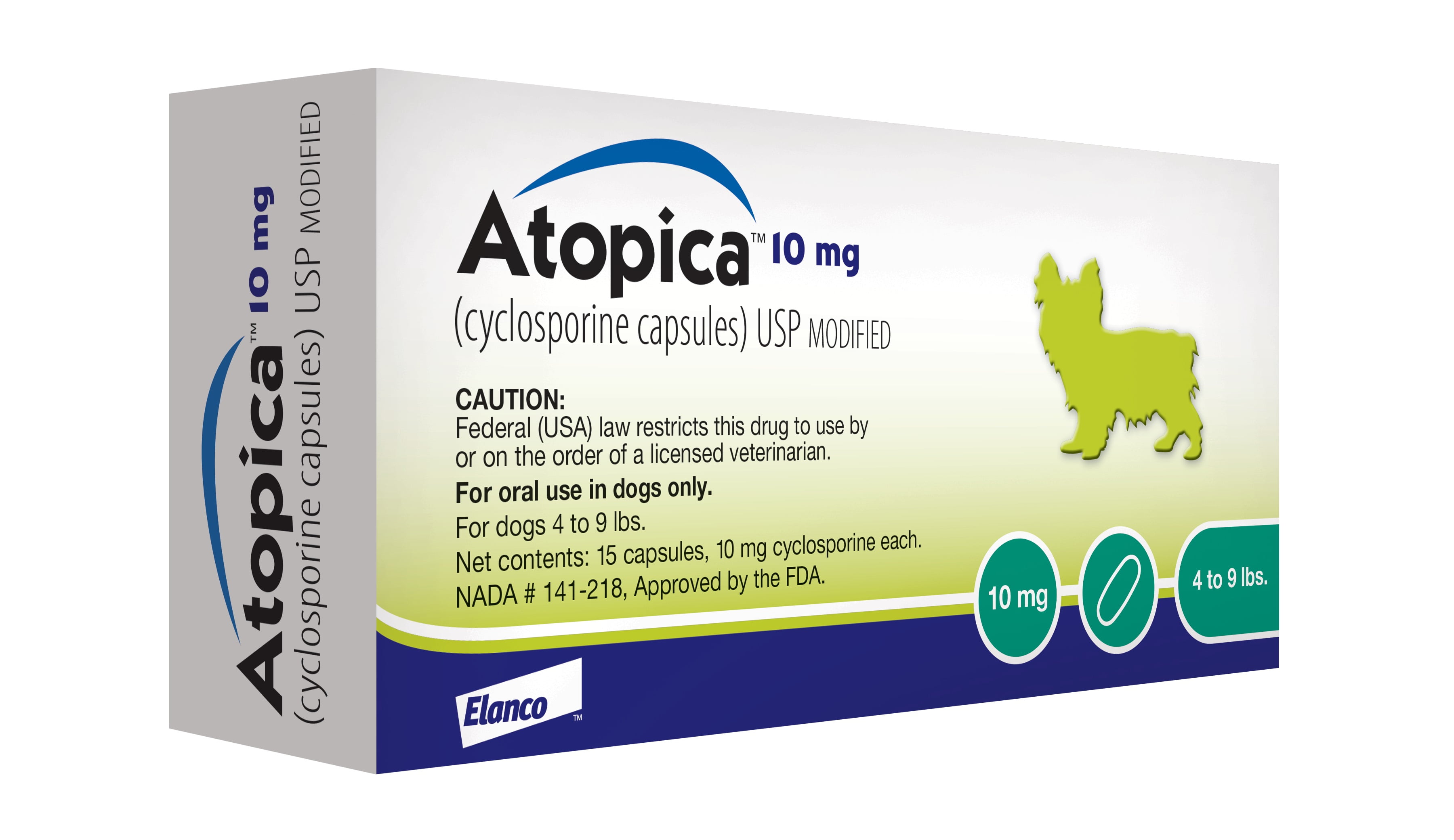 Atopica (Cyclosporine) Capsules for Dogs, 10mg - Main Image