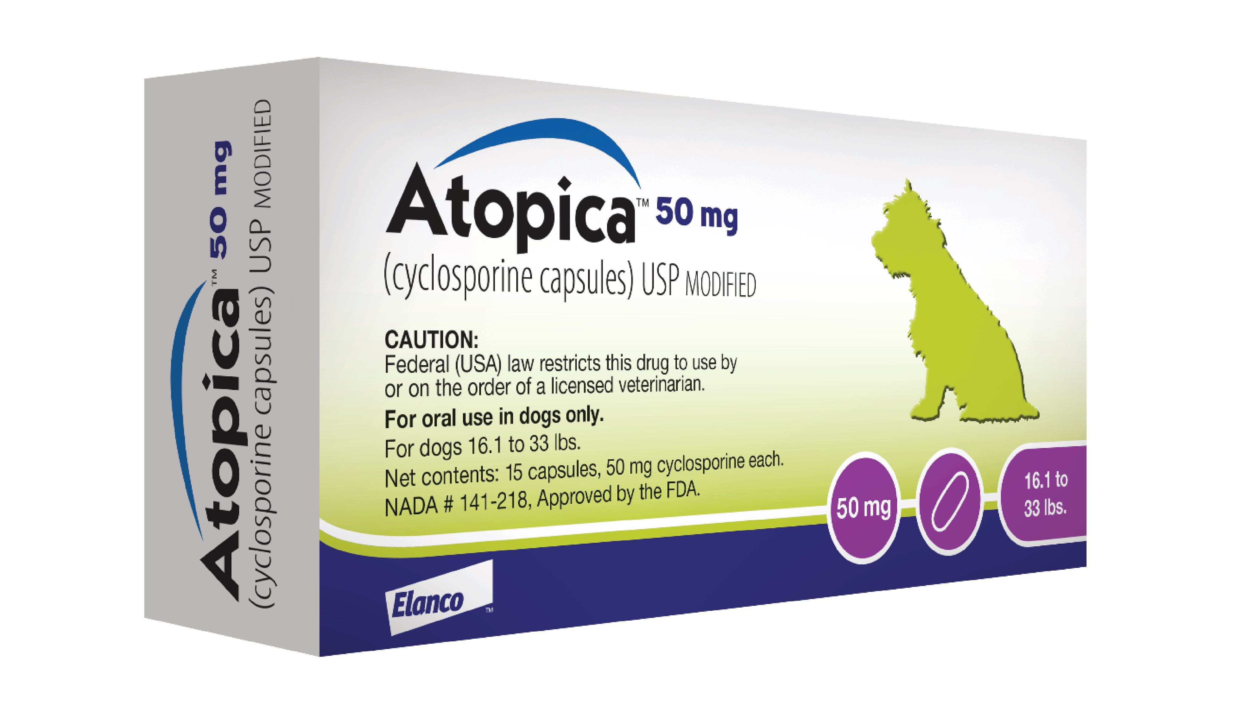 Atopica Dog Atopica | Dermatitis Treatment | Itch Relief for Dogs | Oral Capsules | 50 mg