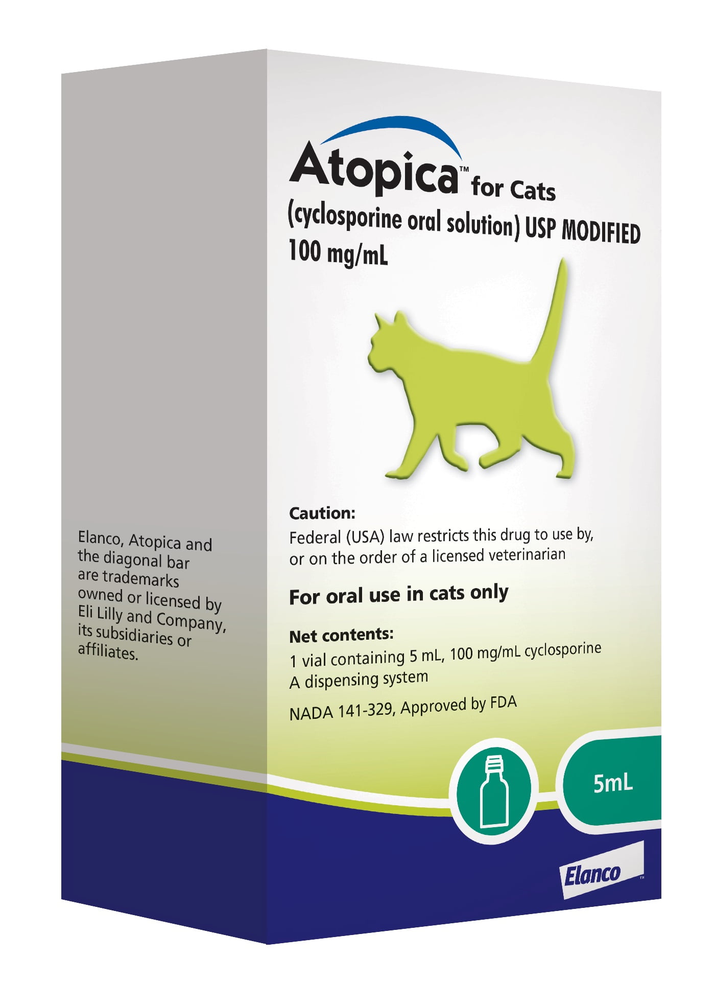 (5 pack) Atopica (Cyclosporine) Oral Solution for Cats, 100 mg/ml-5ml ...