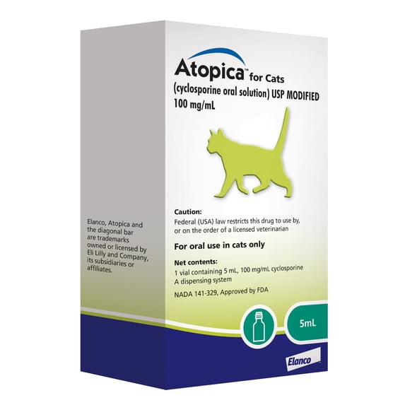 Atopica Cat Atopica for Cats | Allergic Dermatitis Treatment | Cat Itch Relief | Oral Solution | 5 ml
