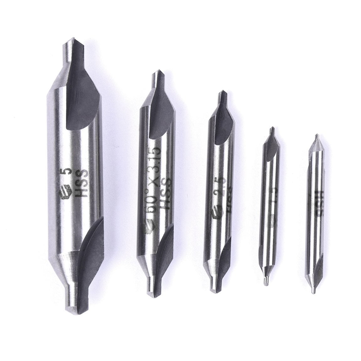 Atoplee 5pcs Industrial Tools HSS Center Drill & Countersink Set 60