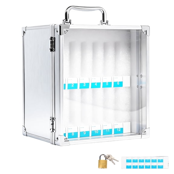 Atopoler Cell Phone Locker Box,12 Slots Aluminum Alloy Lockable Desktop Phone Organizer with Security Lock and Handle for Exam Room Meeting
