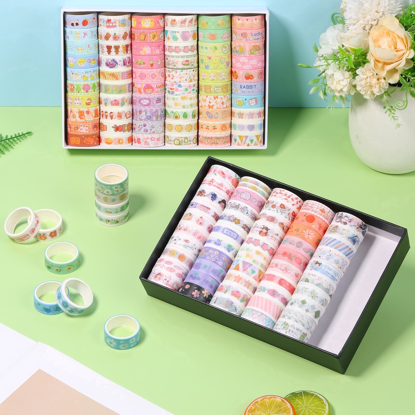 Atopoler 120 Rolls Washi Tape Set,Floral Fruits Patterns Masking Tapes for Arts DIY Crafts Journals Planners Scrapbooking