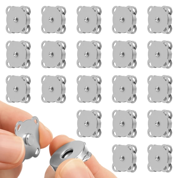 Atopoler 20 Pcs Magnetic Snaps Buttons,0.7 inch Magnetic Plum Bag Clasps Button Snaps for Purses Handbag Clothes Crafting,Silver Color