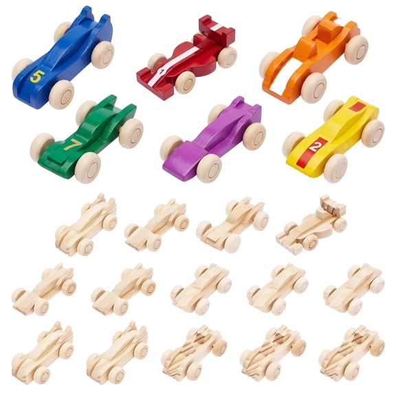 Atopoler 20 Pcs Wood DIY Car Toy,Unfinished Paintable Car Craft to Paint for Student Home Activity Handicraft Project Easy Woodworking