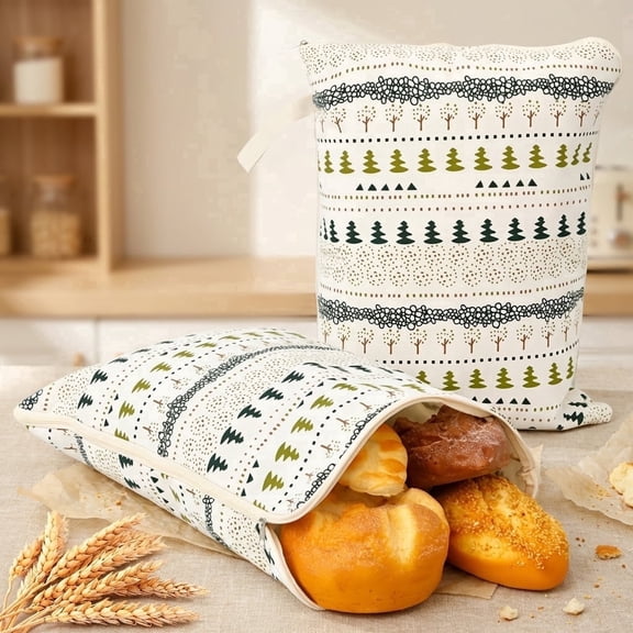 Atopoler Beeswax Bread Bag,XL Reusable Sourdough Storage Bag with Wide Zipper Access for Keeping Homemade Bread Fresh Longer,2 Pcs
