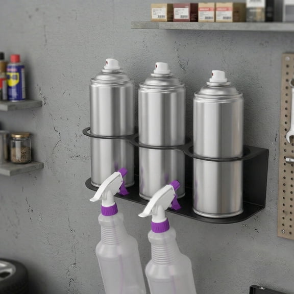 Atopoler 3 Spray Bottle Holder,Rustproof Carbon Steel Wall Mount Storage Organizer for Multipurpose at Garage Home and Workplace
