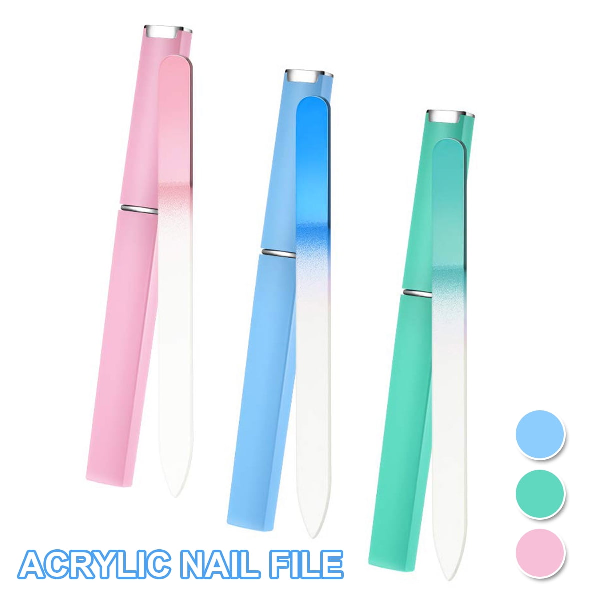 Atopoler 3Pack Glass Nail Files with Case Crystal Glass Fingernail