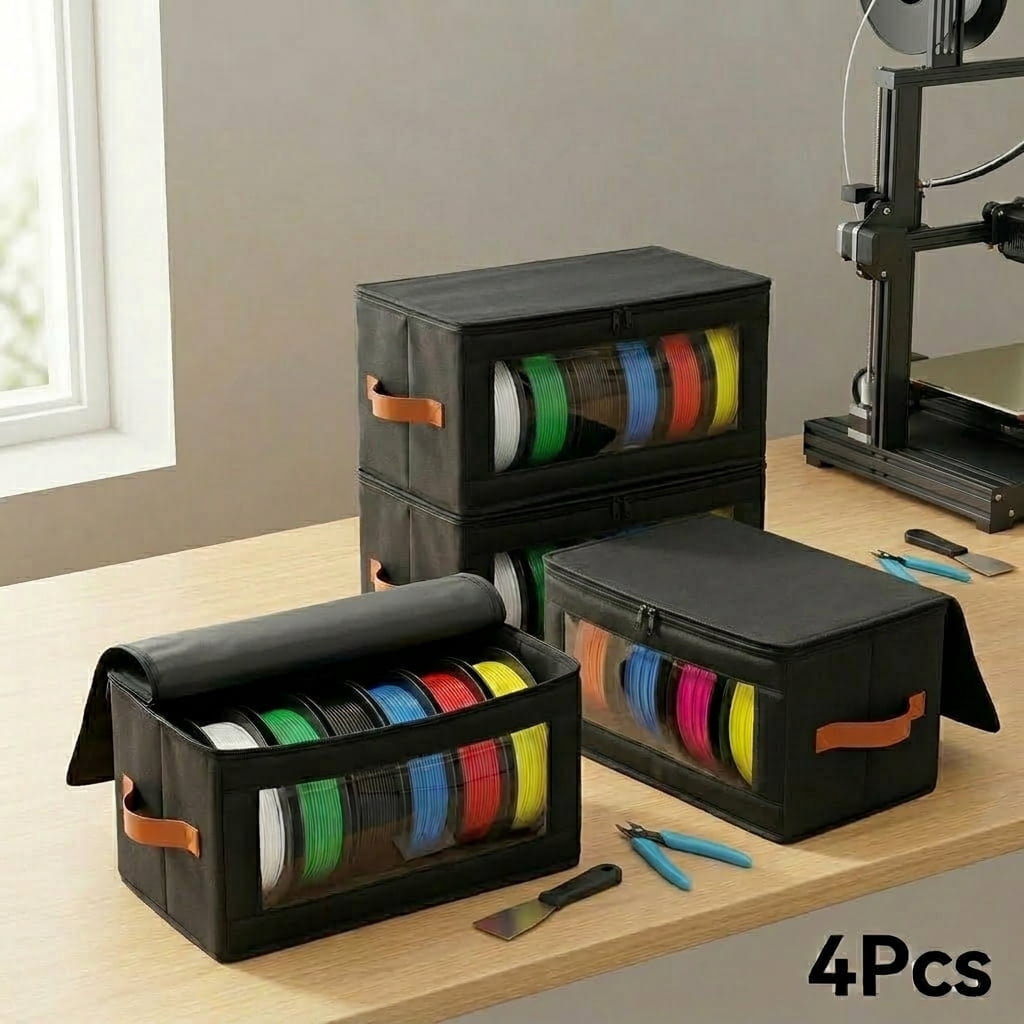 Atopoler 4 Pcs Filament Storage Box,3D Printer Filament Storage Container,3D Printing Accessories Holder Rack for Home Office Workshop Studio