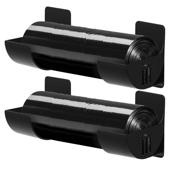 Atopoler 4 Pcs Wall Mounted Trash Bag Holder,No Drilling Plastic Garbage Bag Organizer Rack for Kitchen Bathroom Entryway Balcony,Black Color