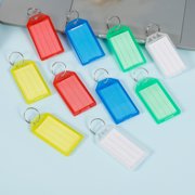 Atopoler 50 Pack Plastic Key Tag,Colorful Key Label with Ring and Label Window Luggage Tag for USB Drive Key Chains with Label Pets Key Id