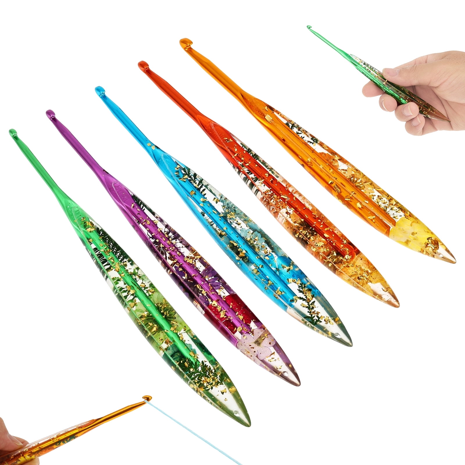 Atopoler 5Pcs Crochet Hook Set,5 Size Practical Ergonomic Crochet Needle,Hand Knitting Yarn Hook for DIY Craft Lover Crocheting