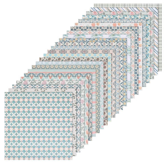 Atopoler Boho Scrapbook Paper,24 Pcs 12 Design Flower Cardstock Paper Pad Double Sided for Card Making Picture Art Collage,12 x 12 inches,Style 3
