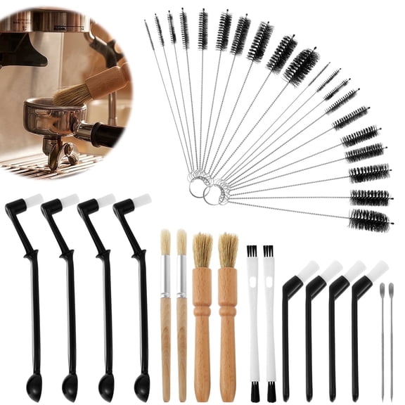 Atopoler Coffee Machine Cleaning Brush Set,Ergonomic Grinder Machine Brush with Latte Art Tool for Barista Home Kitchen Commercial Use,36Pcs