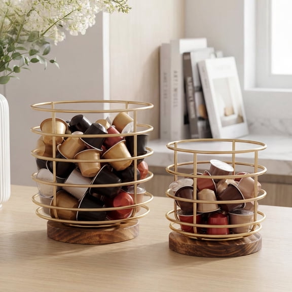 Atopoler Coffee Pod Holder Organizer,Espresso Pod Organizer,Large Capacity with Wood Base for Kitchen Counter and Office Desktop,2 Pcs