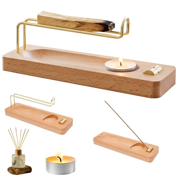 Atopoler Lasting Burning Incense Holder,Wooden Palo Santo and Sage Burner Smudge Bowl for Burning Palo Santo Sage Stick Incense Stick Candle