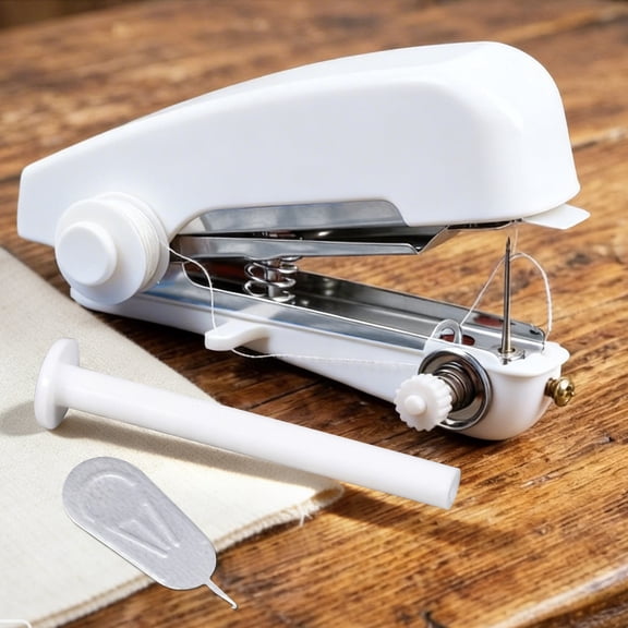 Atopoler Mini Handheld Sewing Machine,Portable Manual Sewing Machine for Fabric Clothing Leather DIY,Home Travel Quick Stitch,White Color