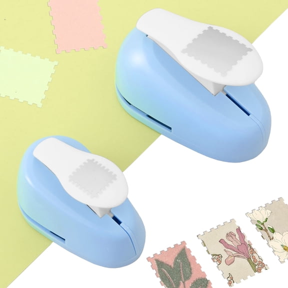 Atopoler Rectangular Postage Stamp Puncher,Portable Lever Action Paper Punch for Paper Crafting Scrapbooking DIY Card Making,2Pcs
