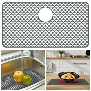 Cukwily Sink Saddle Silicone Sink Divider Mat Kitchen Sink Protector Sink  Mat Strong Suction No Odor