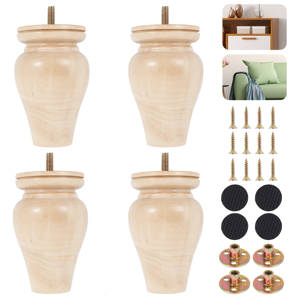 Atopoler Solid Wooden Furniture Replacement Legs Gourd Couch Armchair