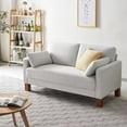 thumbnail image 1 of Atopston 56" Living Room Sofa, Compact Fabric Loveseat with Thick Cushion and Wooden Legs, for small space, apartment loft and office, White, 1 of 8