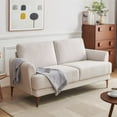 thumbnail image 1 of Atopston 63" Fabric Loveseat Sofa, Mid-Century Modern Decor 2 Seater Love Seat Couches, Comfy Armrest Small Couch with Wood Grain Legs for Living Room Apartment, Beige Linen, 1 of 9