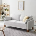 thumbnail image 1 of Atopston 66" Living Room Couch, Classic Fabric Loveseat with Thick Cushion and Wooden Legs, for compact apartment loft and office, White, 1 of 9