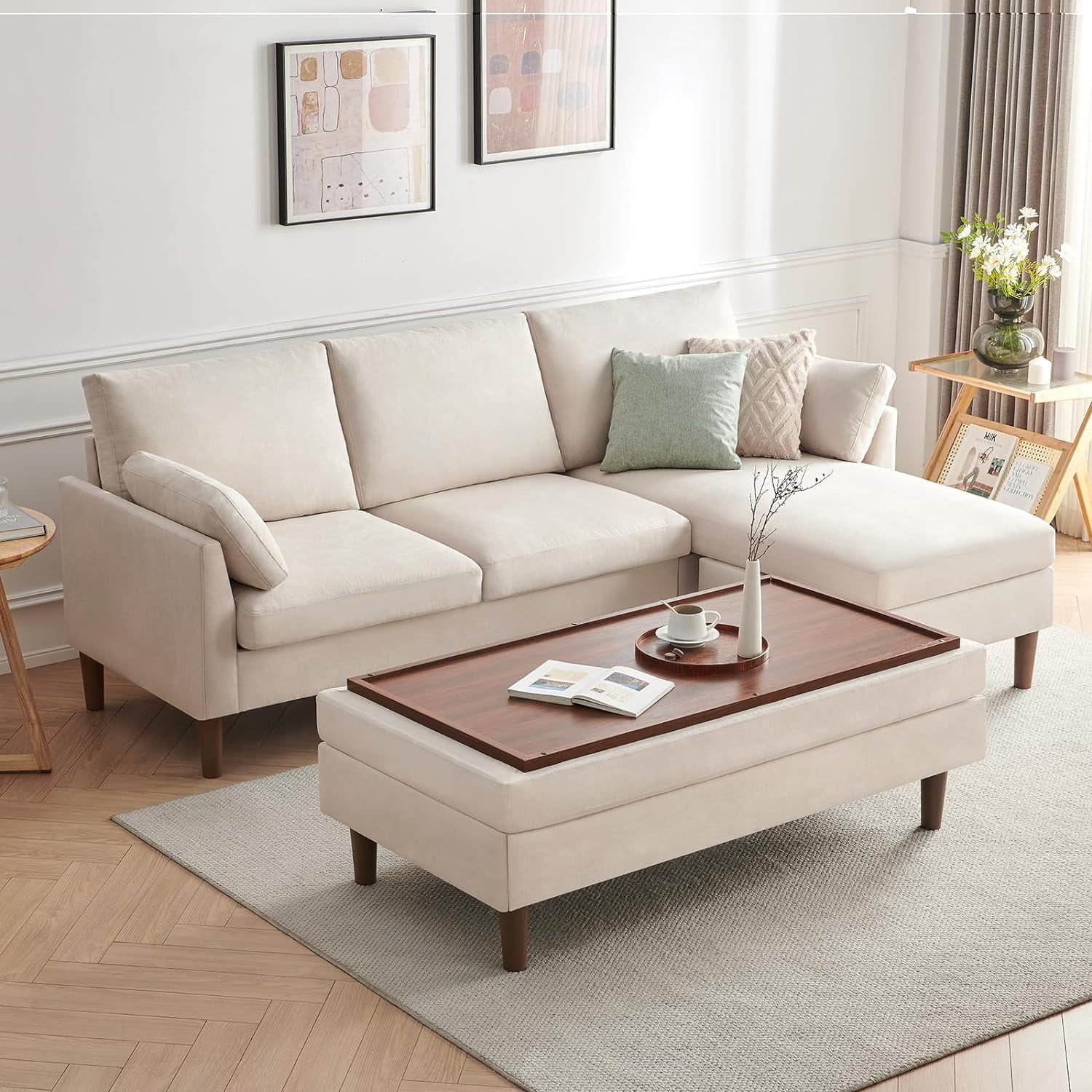Atopston Convertible Sectional Sofa Couch, 90inch Modern L Shaped Sofa ...