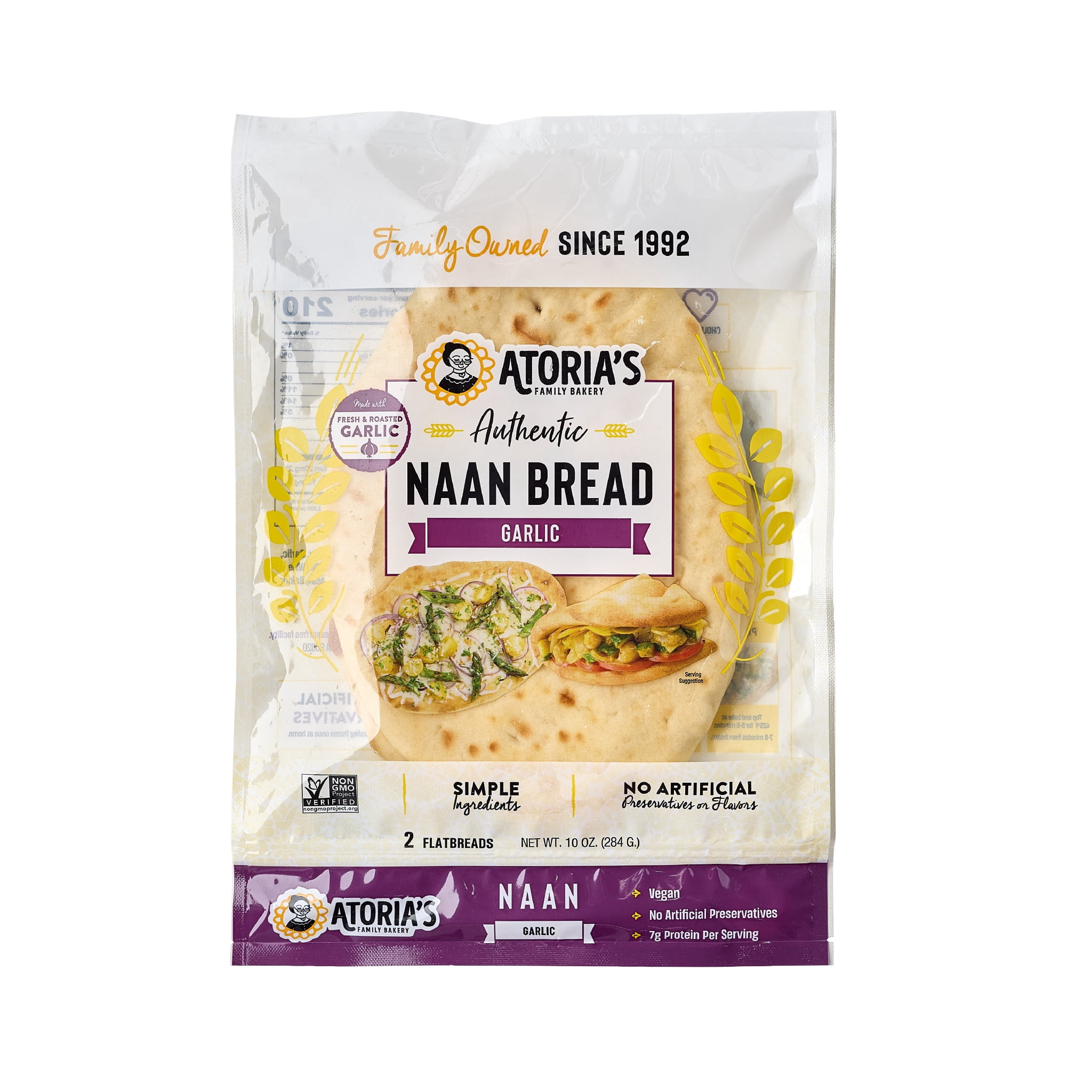Atoria's Family Bakery Garlic Naan Flatbread 8-Packs of 2 Flatbread (16 Flatbread)