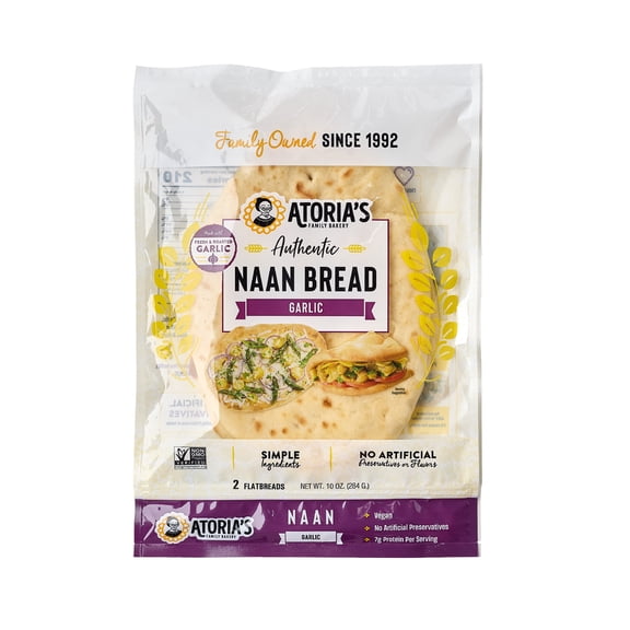 Atoria's Family Bakery Garlic Naan Flatbread 8-Packs of 2 Flatbread (16 Flatbread)