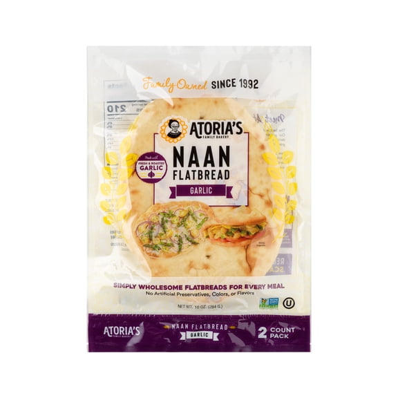 Atoria's Family Bakery Garlic Naan Flatbread 8-Packs of 2 Flatbread (16 Flatbread)