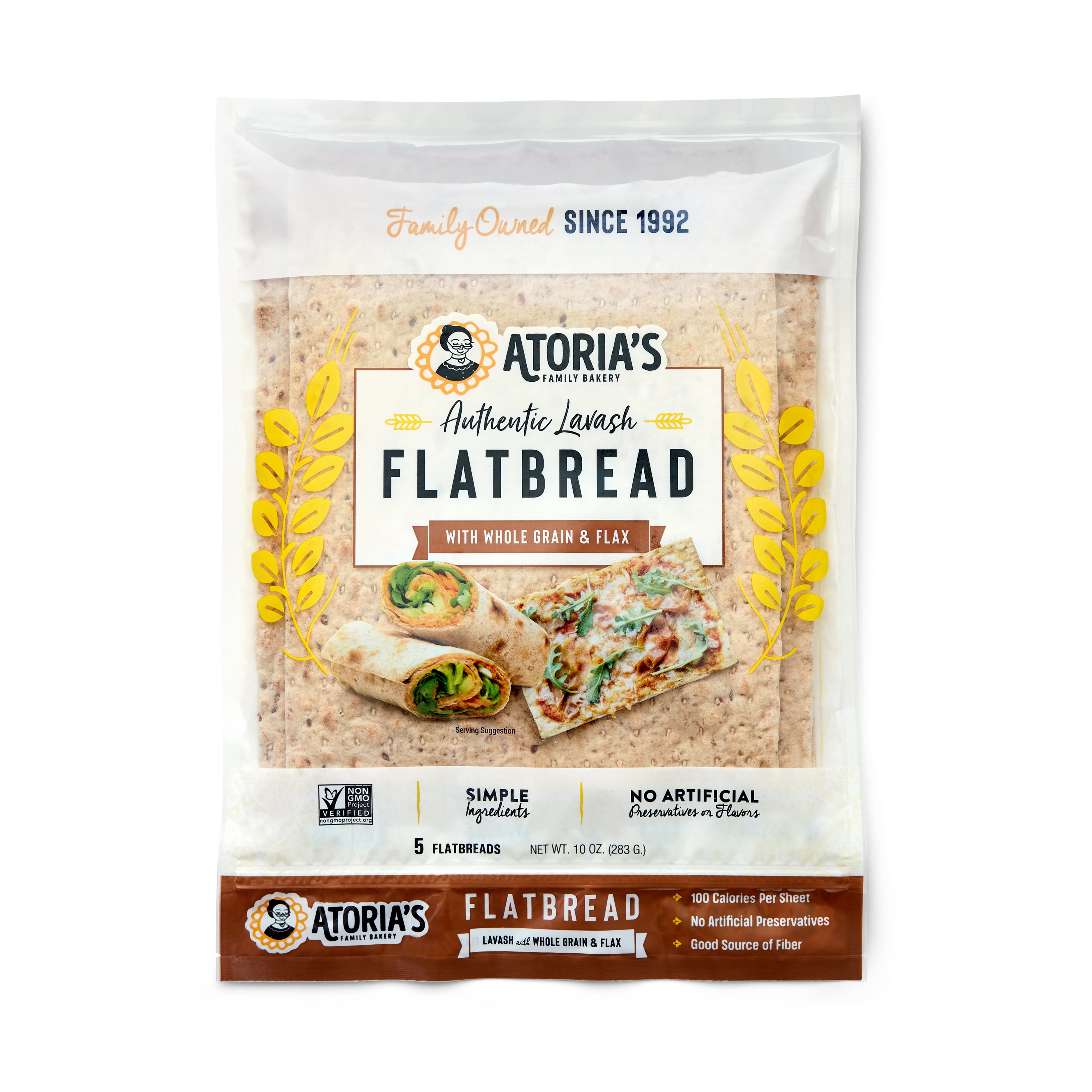 Atoria's Family Bakery Lavash with Whole Grain & Flax Flatbread 10