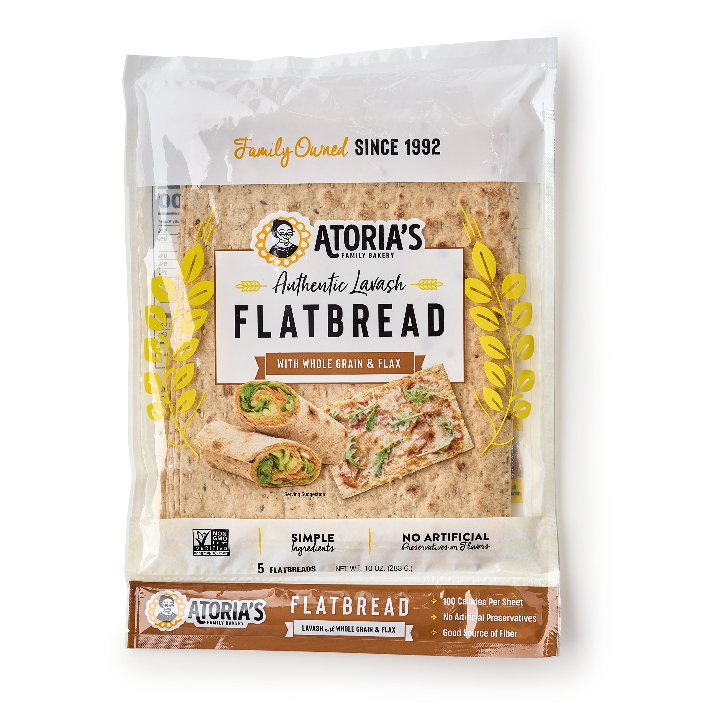 Atoria's Family Bakery Lavash with Whole Grain & Flax Flatbread 10